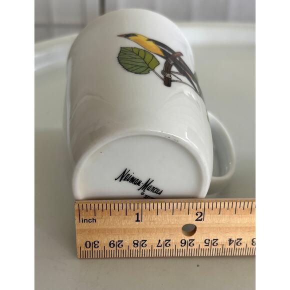 Fitz & Floyd Wild Birds Neiman Marcus Mugs Yellow Finch and Robin Set of 2 FLAWS - Picture 10 of 10